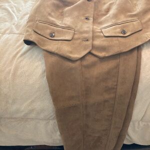 Banana Republic Tan Suede Pants suit 3 piece